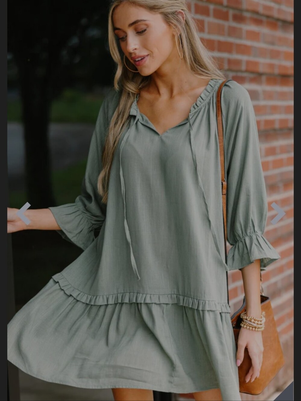 Shop The Mint Always In The Lead Olive Green Linen Dress